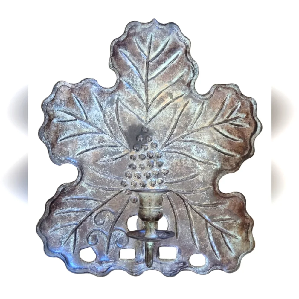 Vintage Candle Wall Sconce Grape Leaf